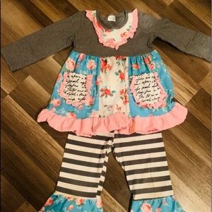 Floral and stripes boutique ruffle outfit